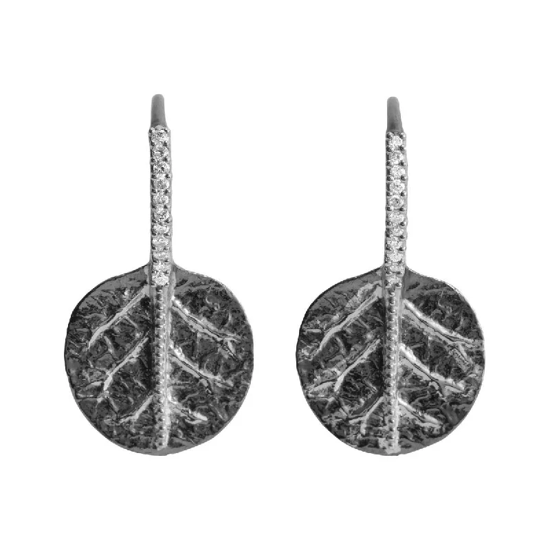 Botanical Leaf Earrings with Diamonds