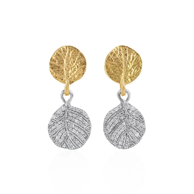 Botanical Leaf Earrings with Diamonds