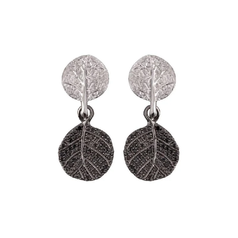 Botanical Leaf Earrings with Diamonds