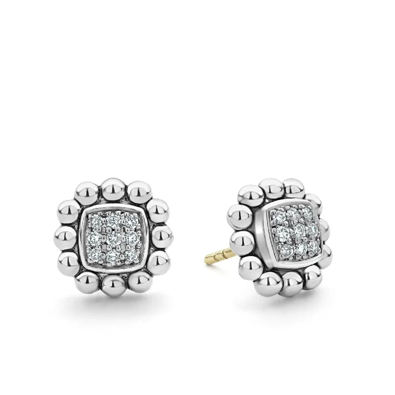 Caviar Spark Caviar Square Diamond Stud Earrings