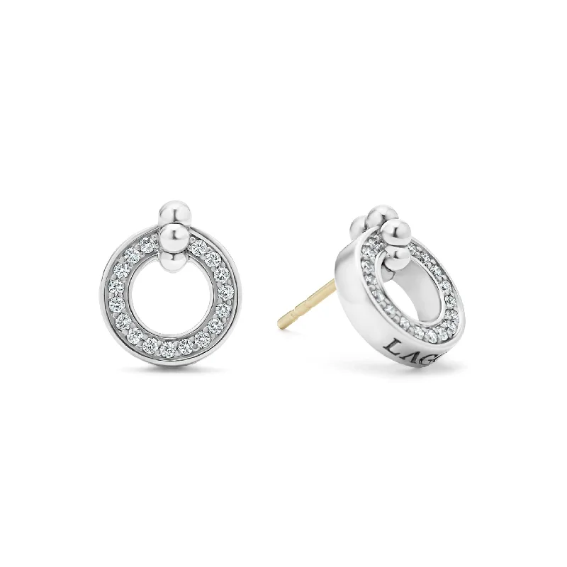 Caviar Spark Circle Diamond Stud Earrings