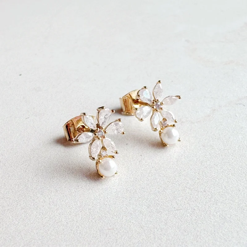 Celeste Pearl Crystal Mini Stud Earrings