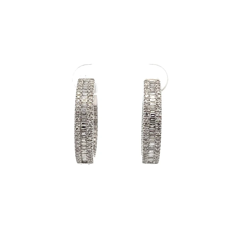 Cluster Diamond Hoop Earrings