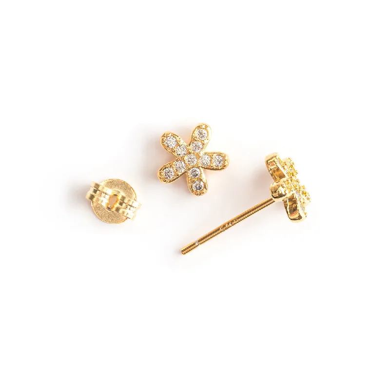 Crystal Flower Gold Mini Stud Earrings