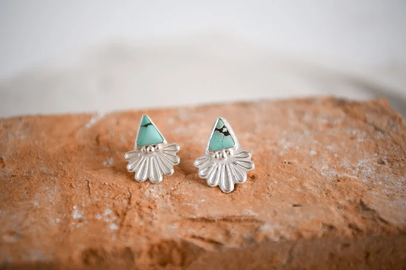 Sterling Silver Turquoise Daisy Sunrise Stud Earrings