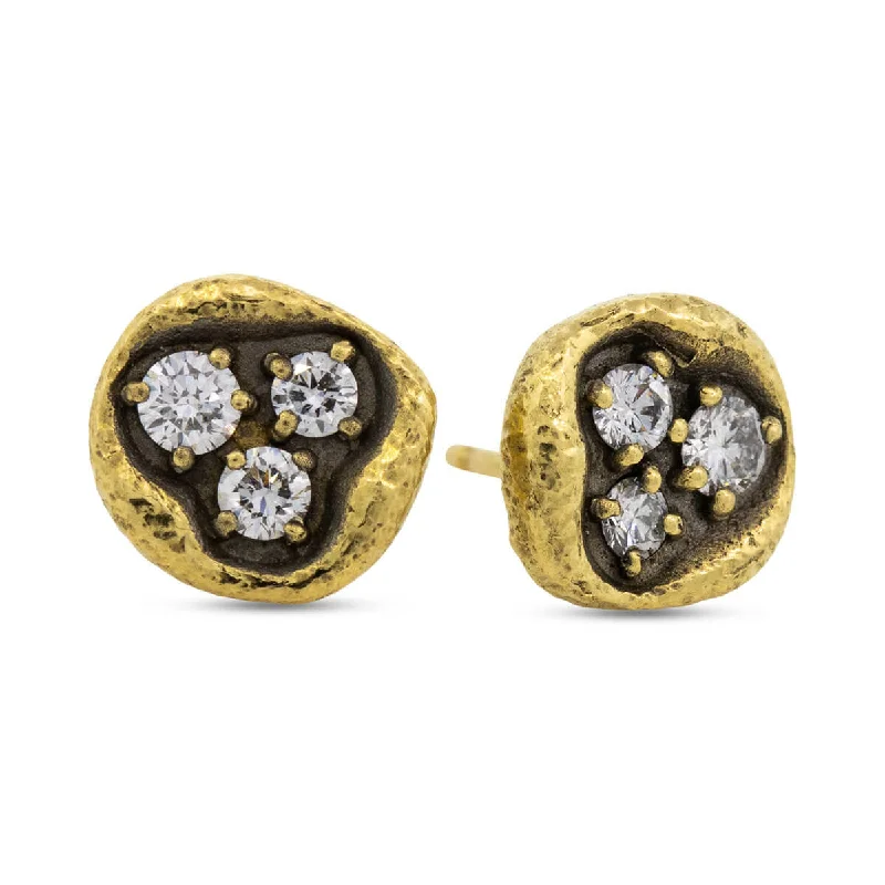 Dew Pond Diamond Cluster Stud Earrings