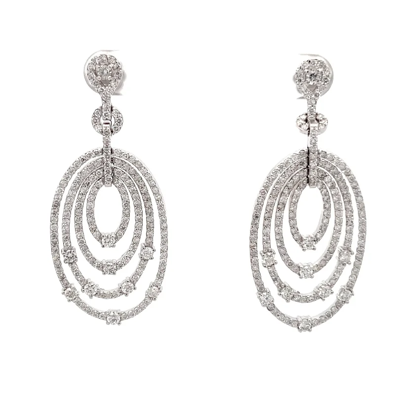 Diamond Oval Dangle Earrings