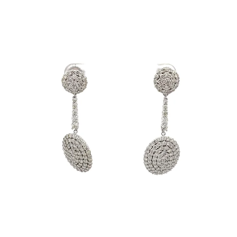 Diamond Oval Dome Dangle Earrings