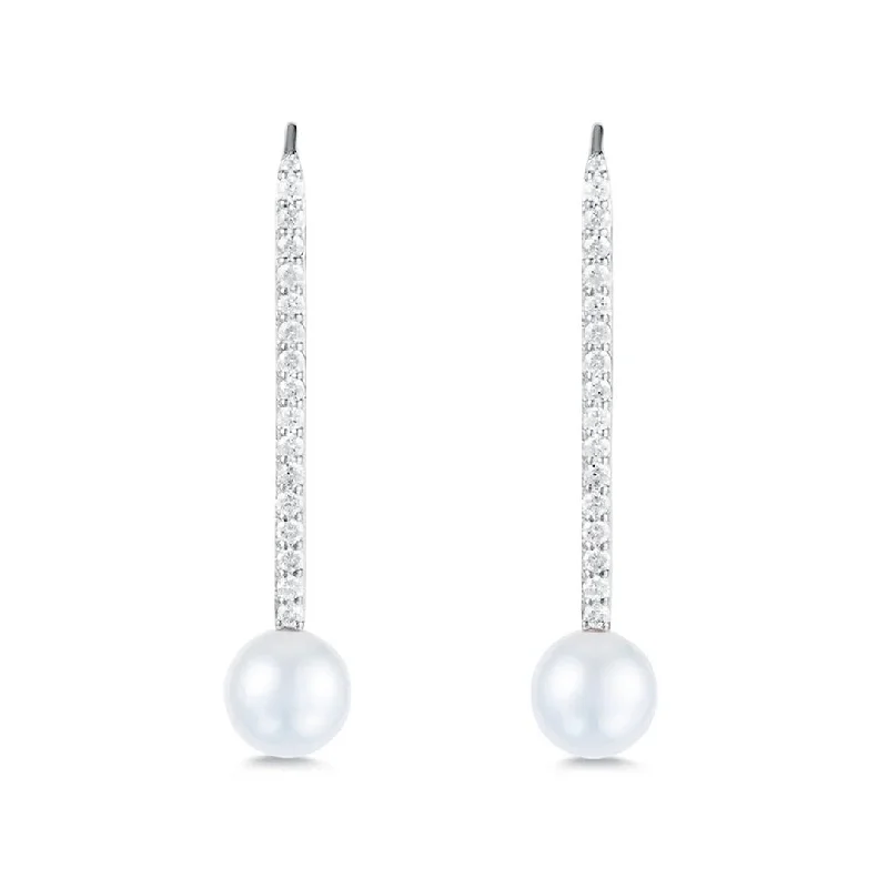 Diamond & Pearl Stick Earrings