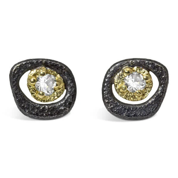 Diamond Pebble Stud Earrings