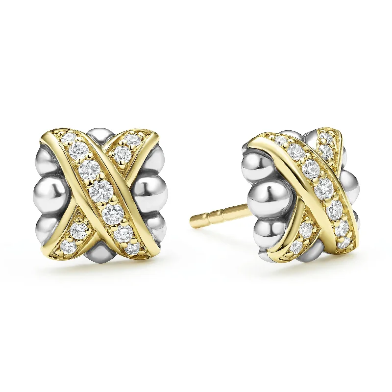 Embrace Two-Tone X Diamond Stud Earrings