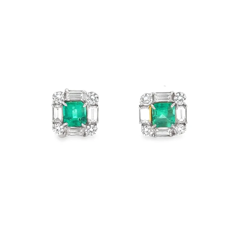 EMERALD AND DIAMOND EARRINGS