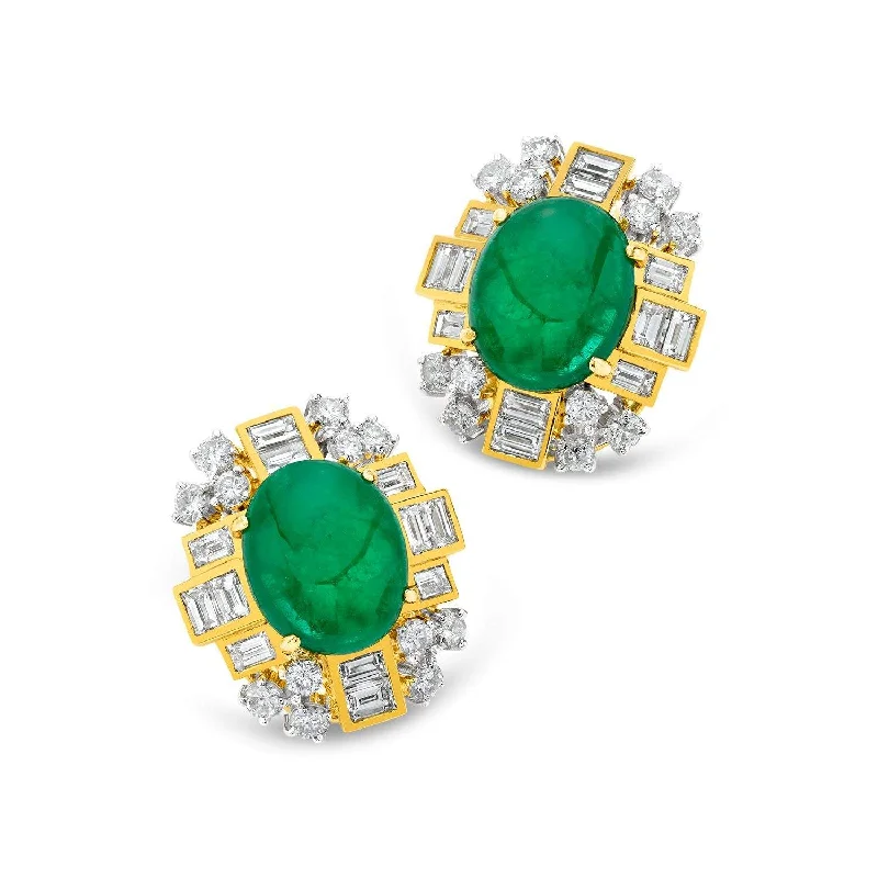 EMERALD AND DIAMOND HALO EARRINGS