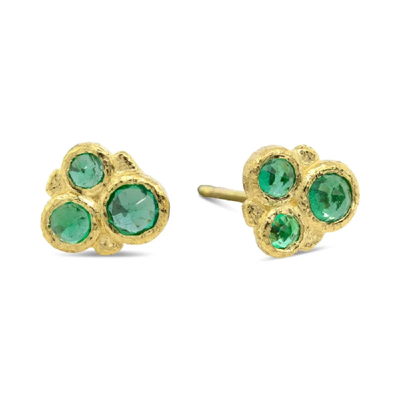 Emerald Cluster Stud Earrings