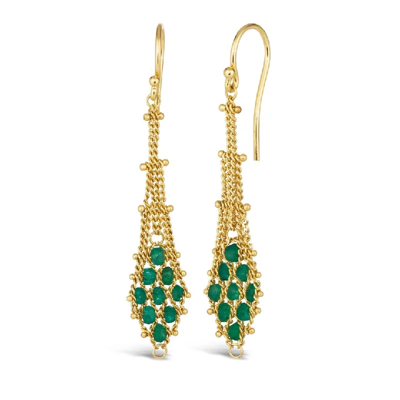 Emerald Suspended Lattice Earrings