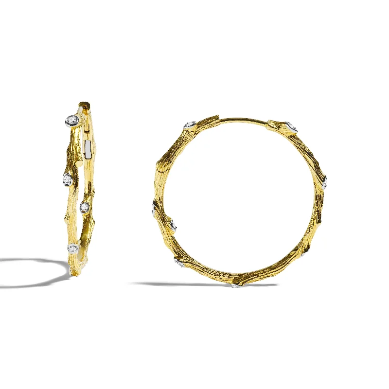 Enchanted Forest Hoop Earrings with Diamonds