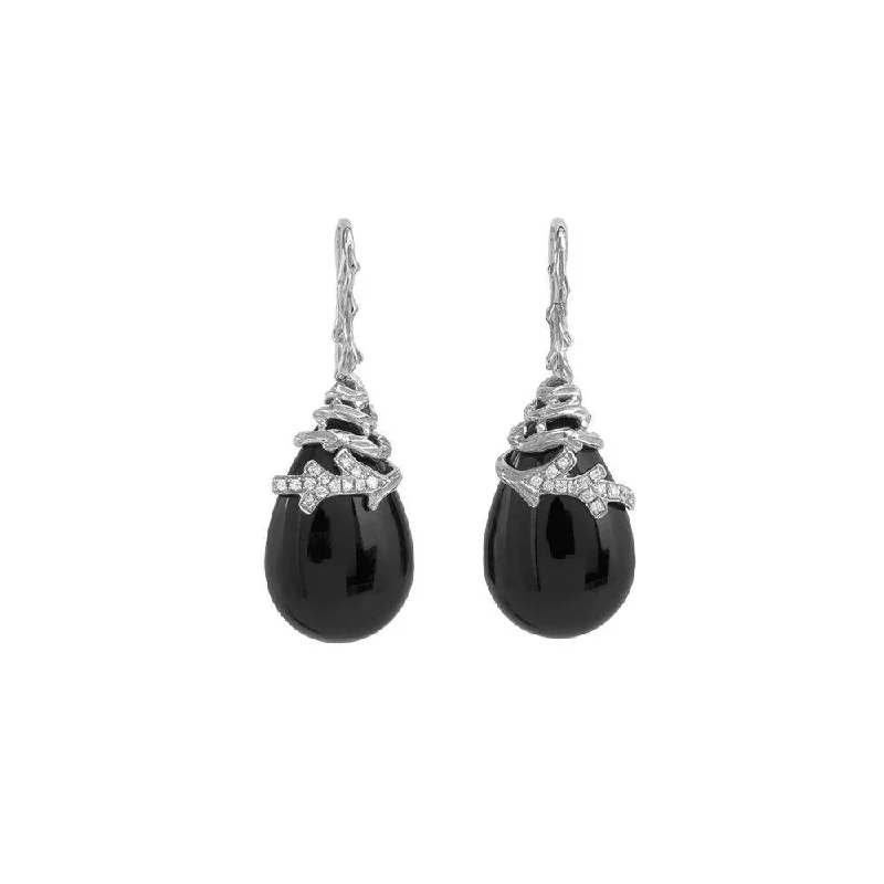 Enchanted Forest Earrings with Black Onyx and Diamonds