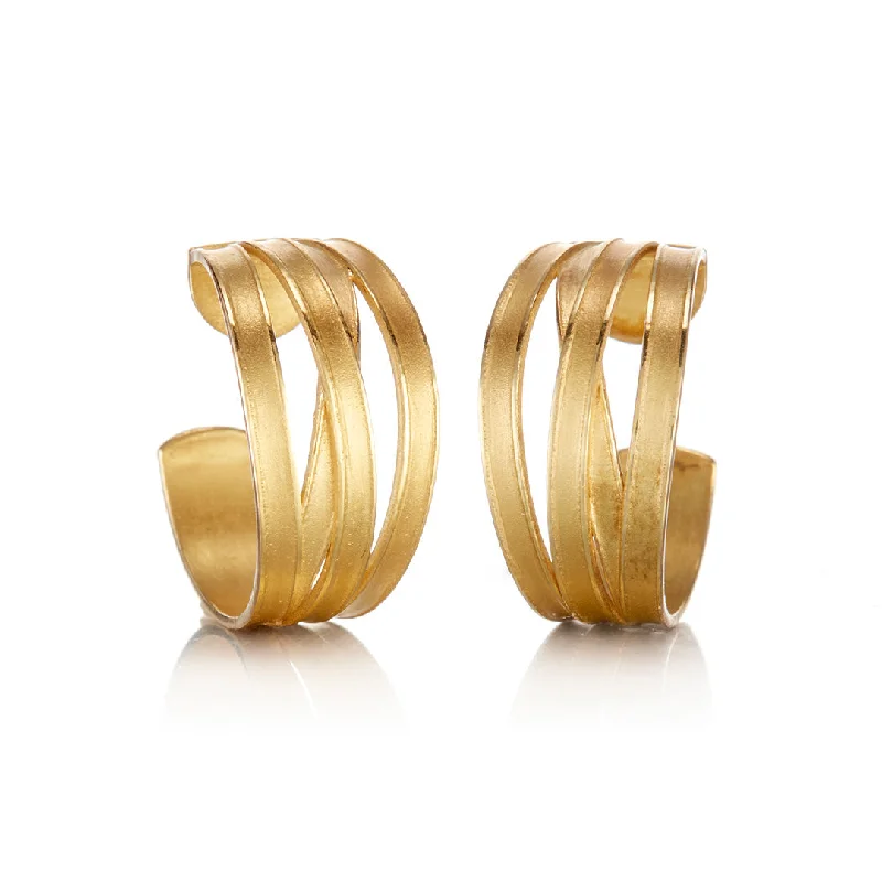 Four Ribbon Tapered Hoop Earrings