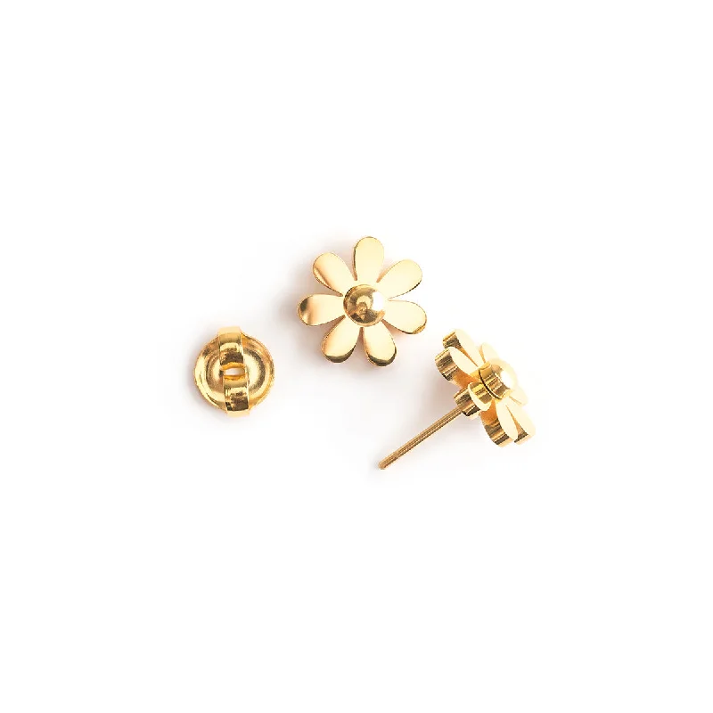 Gold Flower Stud Earrings