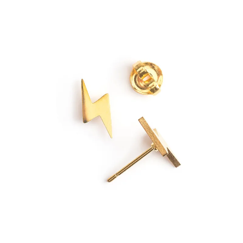 Gold Lightning Stud Earrings