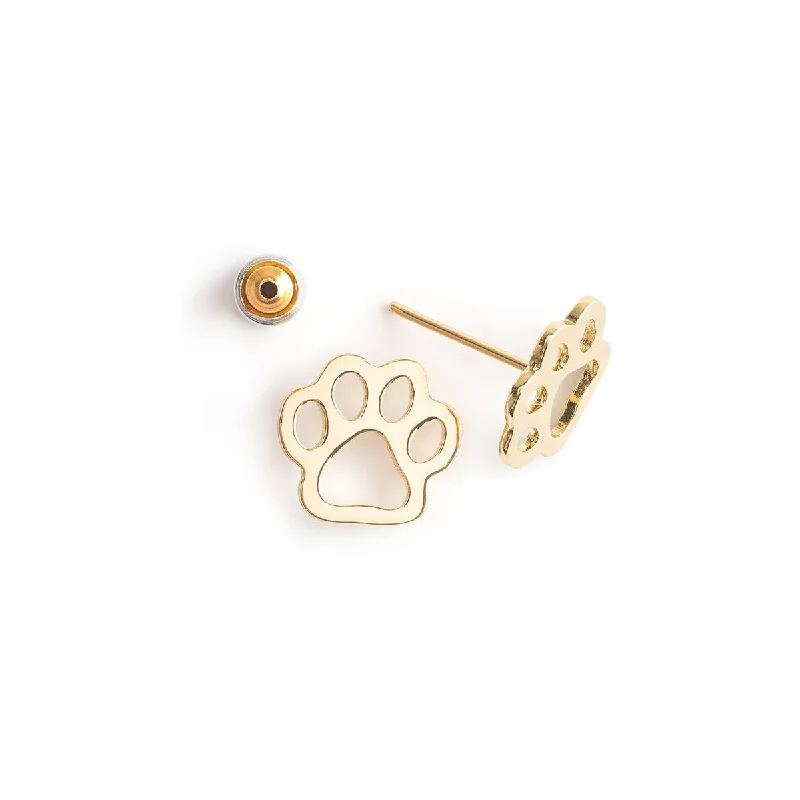 Gold Paw Stud Earrings