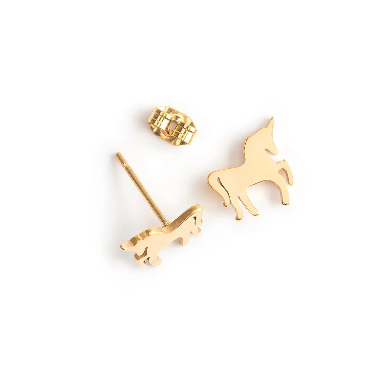 Gold Unicorn Stud Earrings