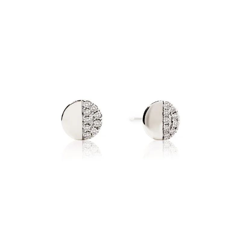 Half Disc Diamond Studs