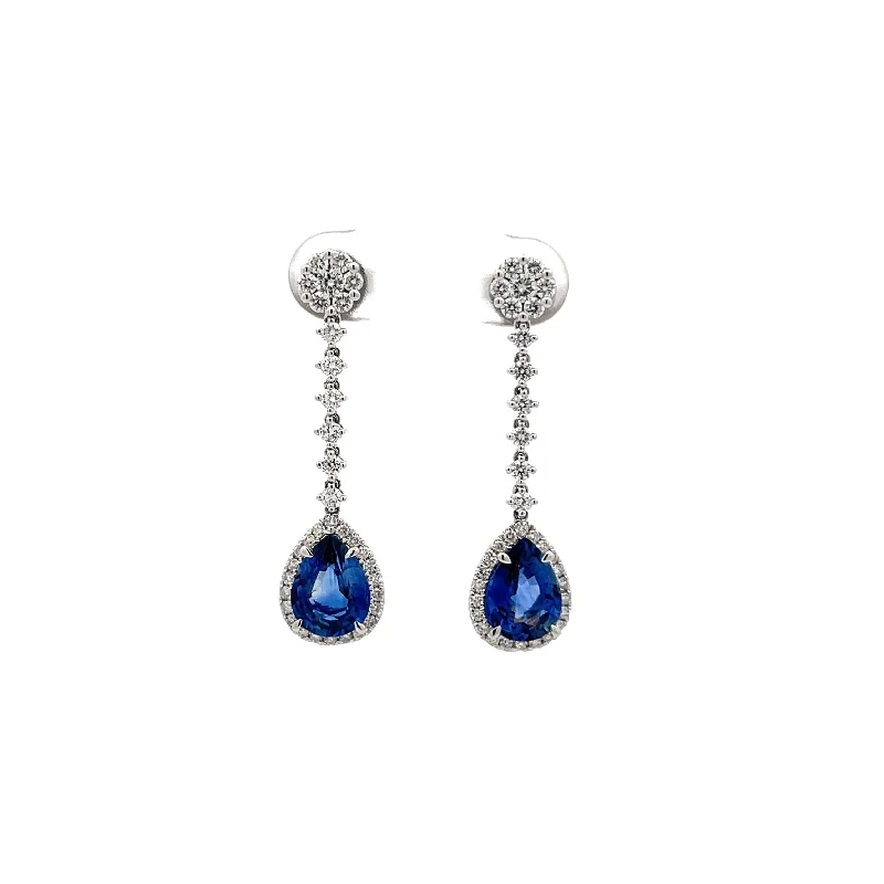 Halo Hanging Sapphire Earrings