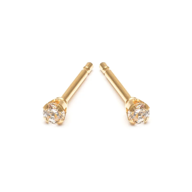 Mini Crystal Stud Earrings Gold Plated