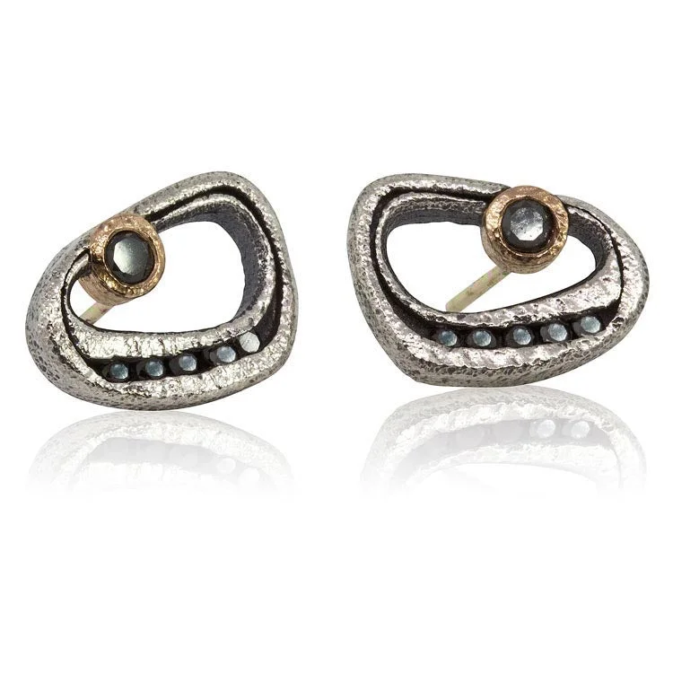 Open Pebble Diamond Post Earrings