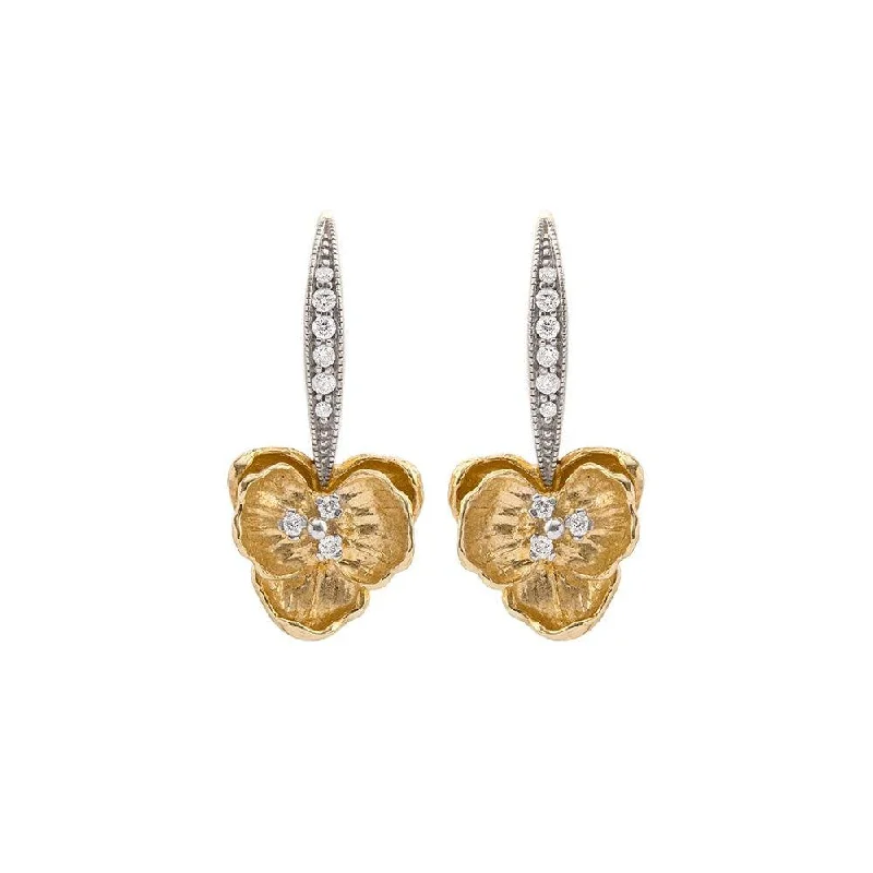 Orchid Earrings with Diamonds - Gold