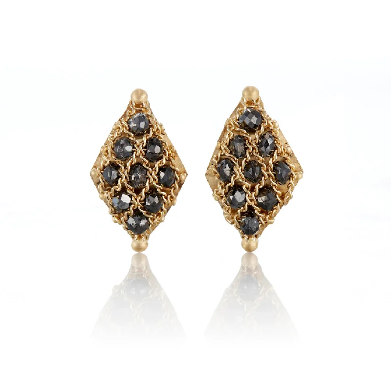 Petite Black Diamond Woven Lattice Earrings