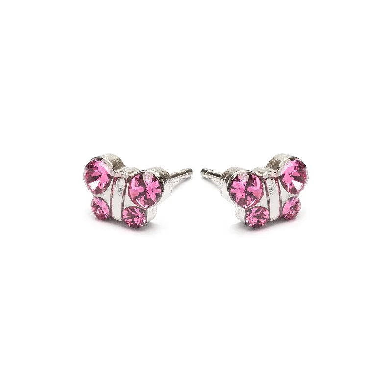 Pink Crystal Butterfly Earrings