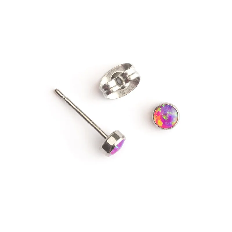 Pink Opal Titanium Stud Earrings