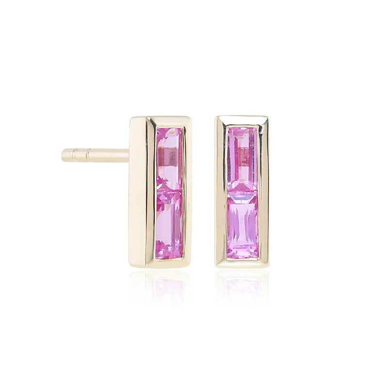 Deco Earrings in Pink Sapphires