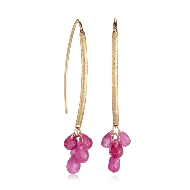 Pink Sapphire Navette Earrings