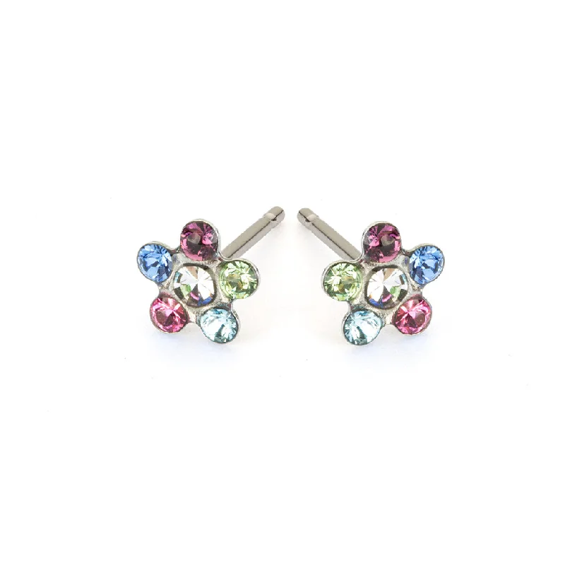 Rainbow Crystal Daisy Earrings