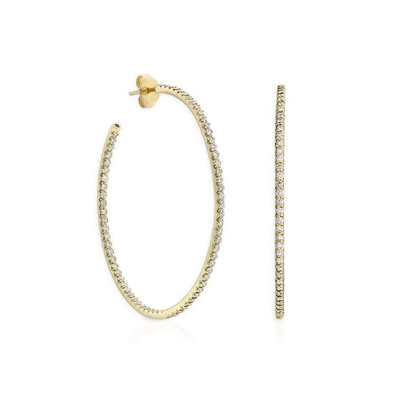 ROBERTO COIN MICROPAVE DIAMOND  XL HOOP EARRINGS