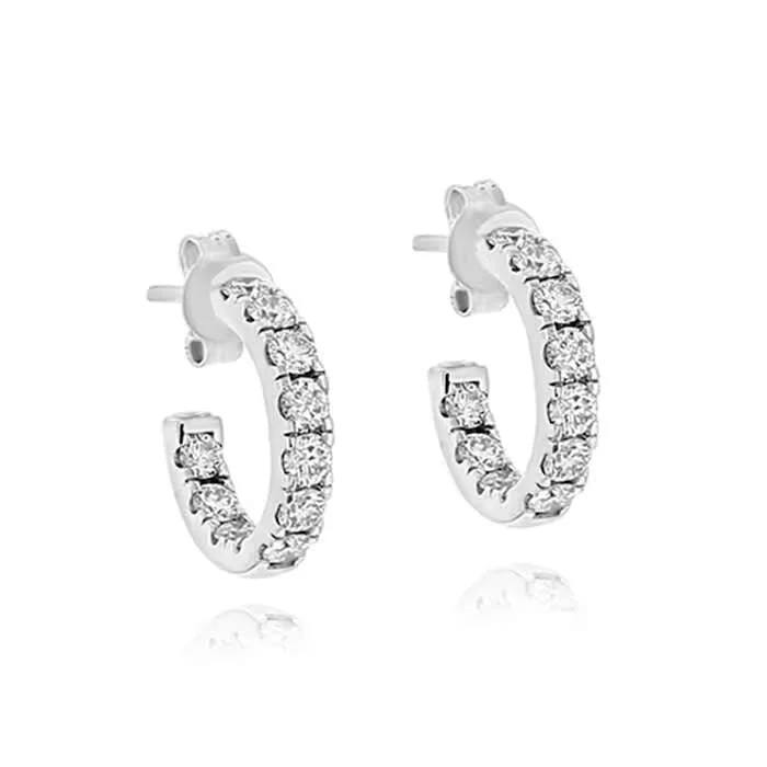 Roberto Coin Small Open Diamond Hoop Earrings