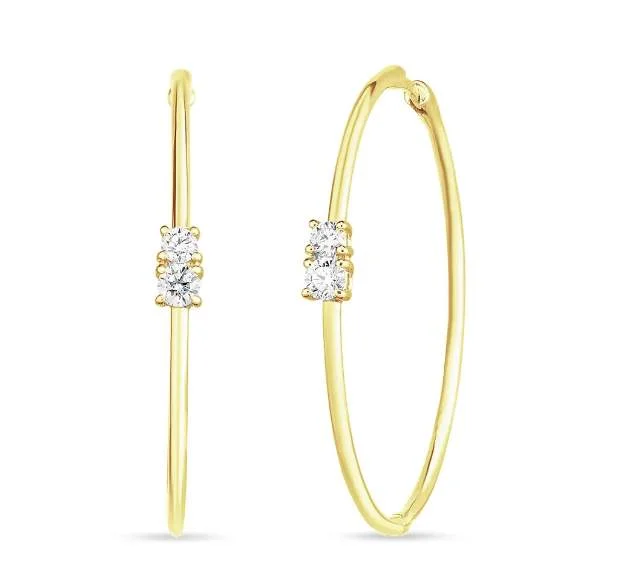 ROBERTO COIN Yellow And White Gold Diamond HOOP