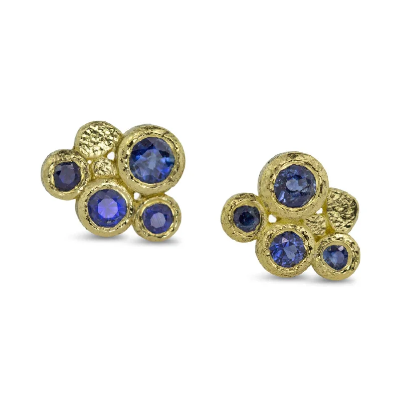 Sapphire Cluster Stud Earrings