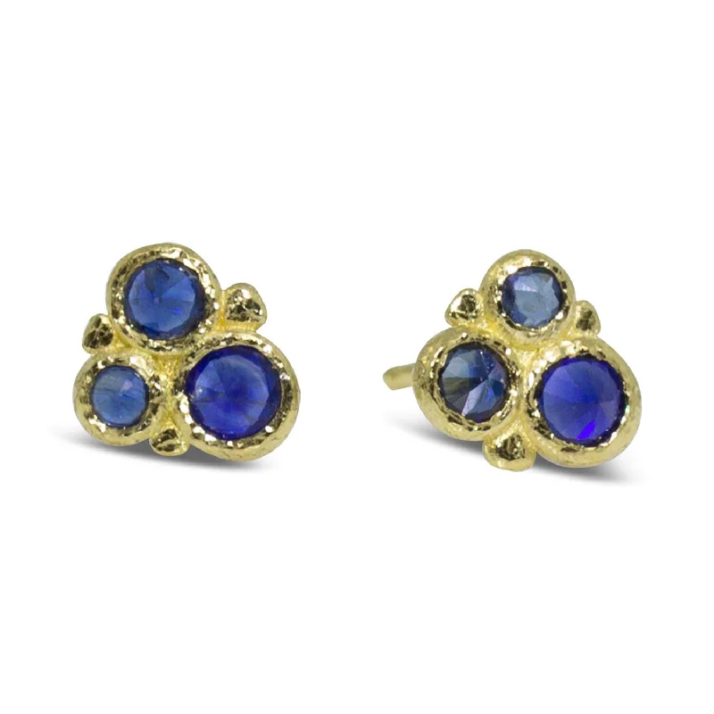 Sapphire Cluster Stud Earrings