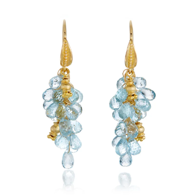 Aquamarine Briolette Cluster Earrings