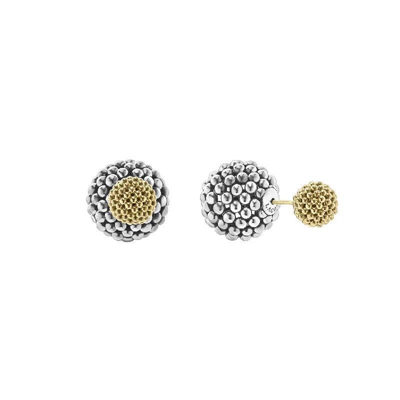 Signature Caviar Two-Tone Caviar Front-Back Earrings