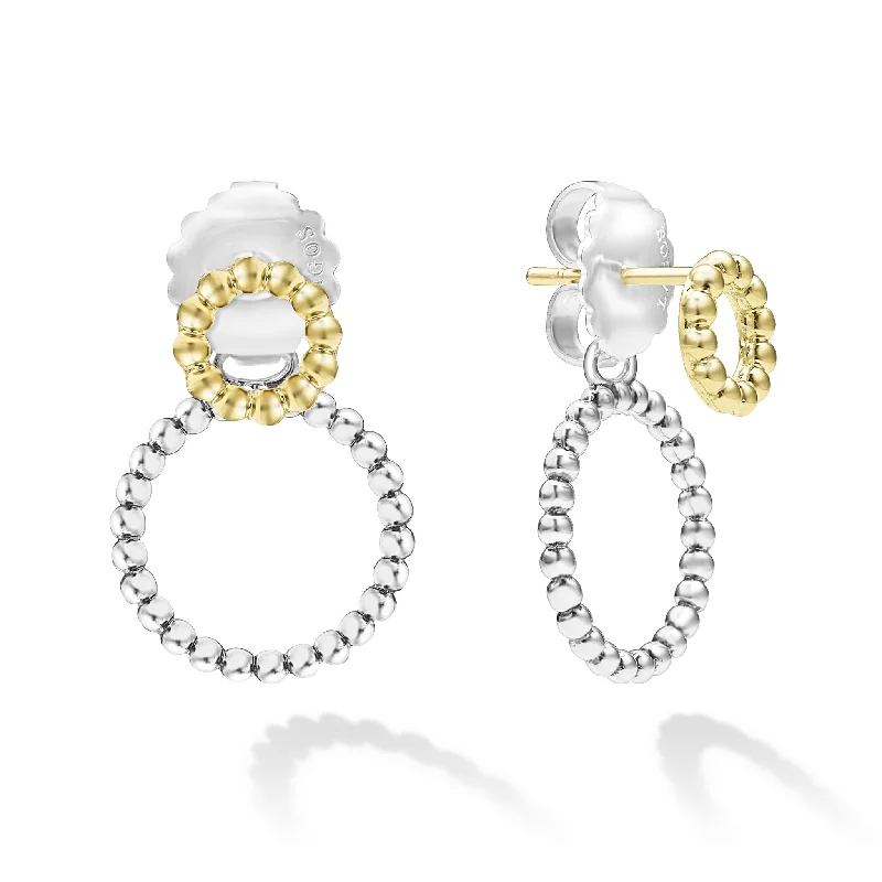 Signature Caviar Two-Tone Circle Drop Earrings