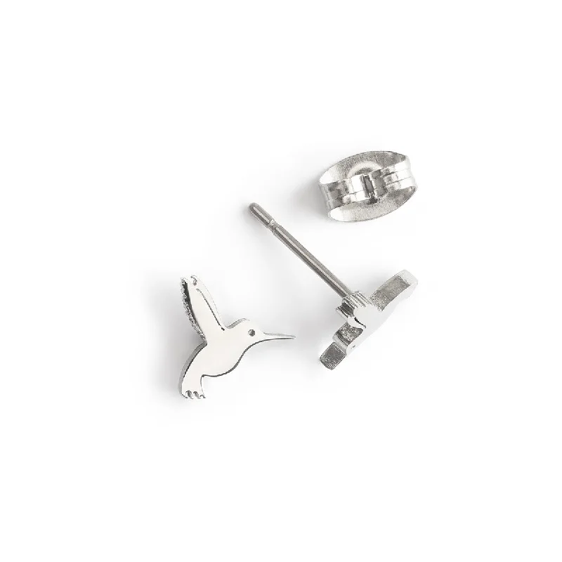 Silver Hummingbird Stud Earrings