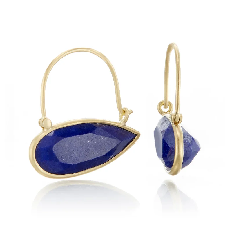 Lapis Petal Hoop Earrings