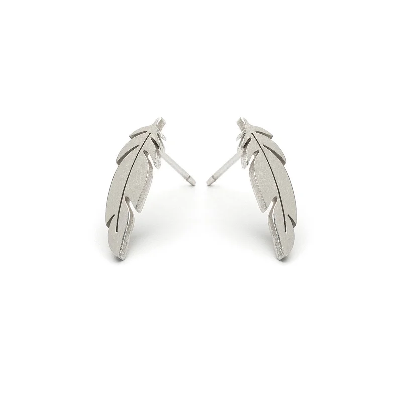 Stainless Steel Feather Stud Earrings