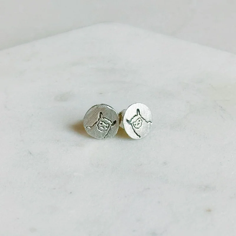 Stamped Llama Stud Earrings by Susie Ghahremani Boygirlparty®