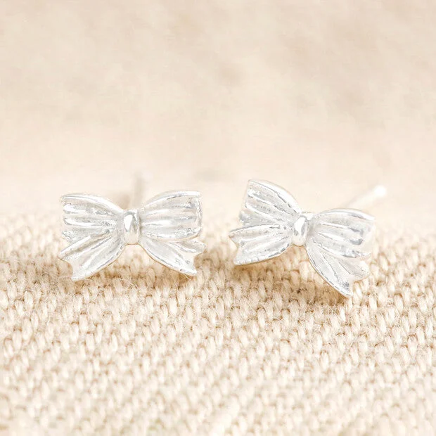 Sterling Silver Bow Stud Earrings